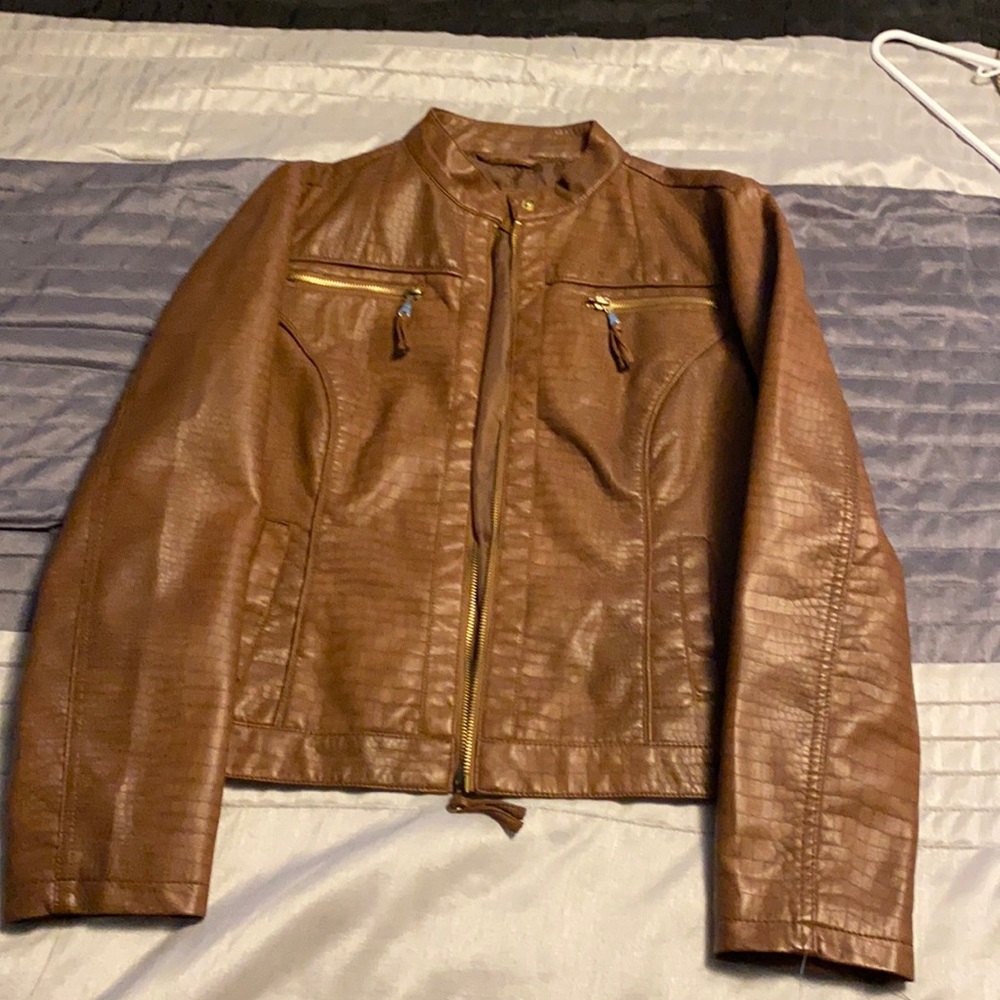 Brown leather jacket